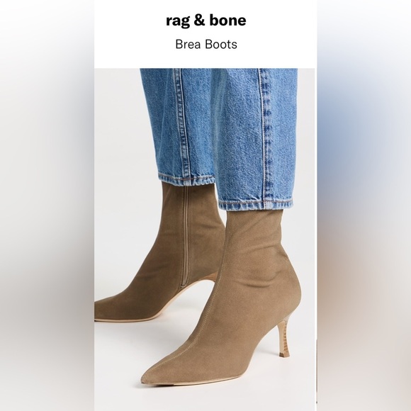 🔥NEW🔥 RAG & BONE The BREA size 7 EU 37 100% Soft Stretch Kid Suede Zip Booties - Picture 1 of 16